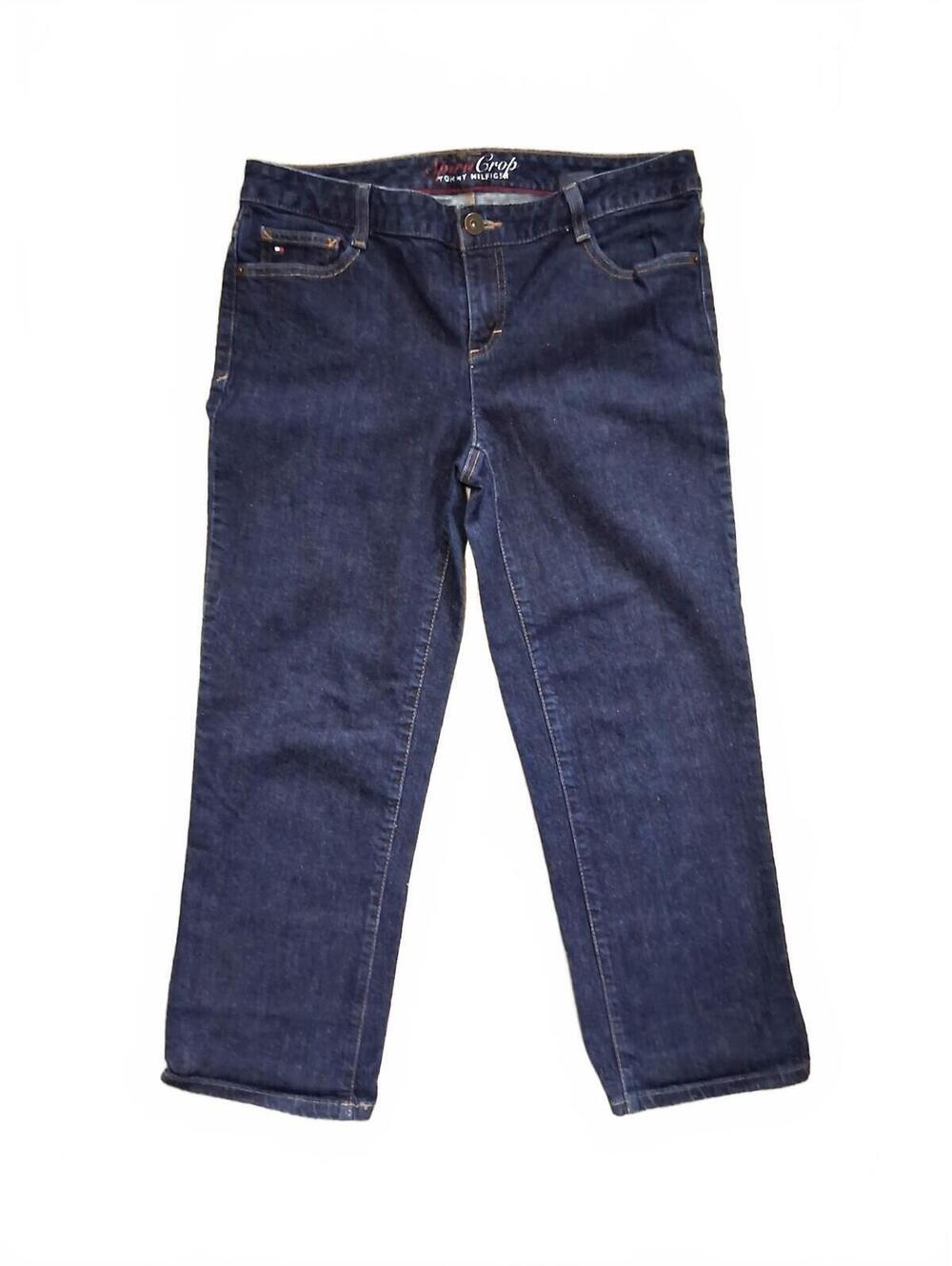 tommy hilfiger women's Cropped Size 12, 32x25 Dark Blue Straight Leg Denim Jeans